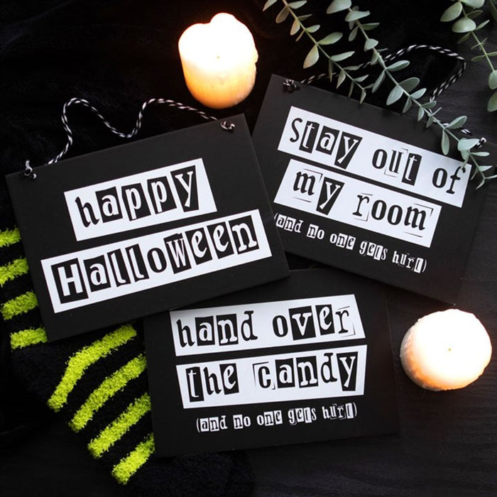 Black and White Happy Halloween Hanging Sign - The Gift Cabin UK