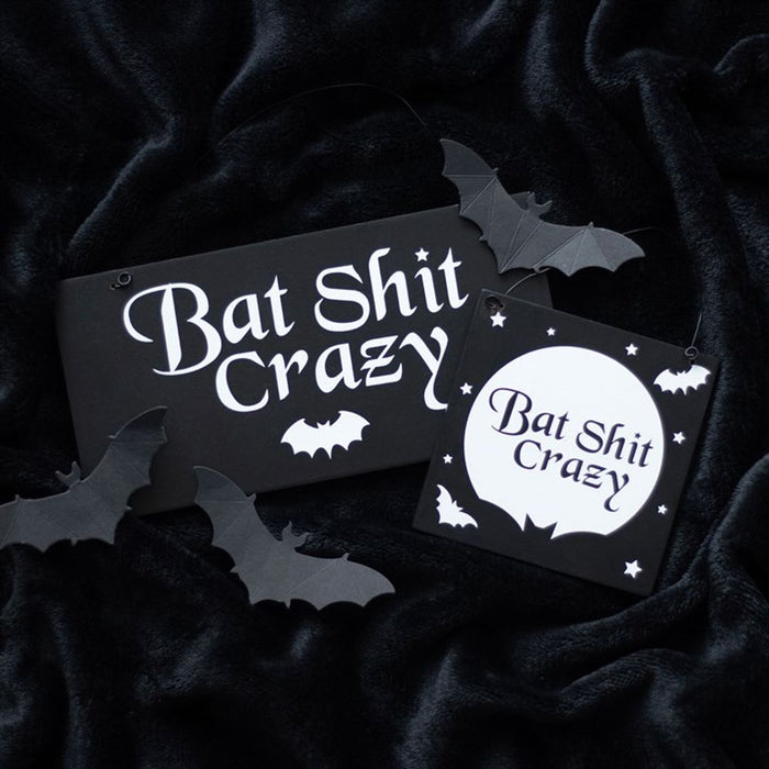 20cm Bat Shit Crazy Hanging Sign - The Gift Cabin UK