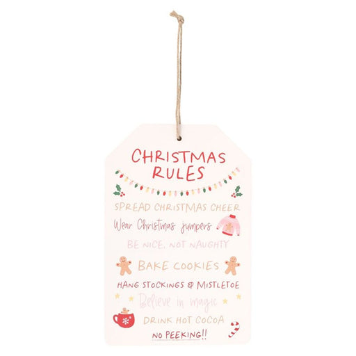 Sugarplum Fun Christmas Rules Hanging Sign - The Gift Cabin UK