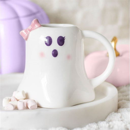 Mrs Boo Ghost Shaped Mug with Bow - The Gift Cabin UK