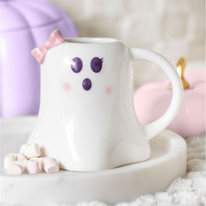 Mrs Boo Ghost Shaped Mug with Bow - The Gift Cabin UK