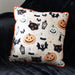 35cm Square Spooky Cat and Pumpkin Print Cushion - The Gift Cabin UK