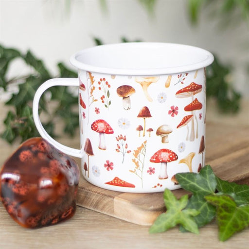 All Over Mushroom Print Enamel Mug - The Gift Cabin UK