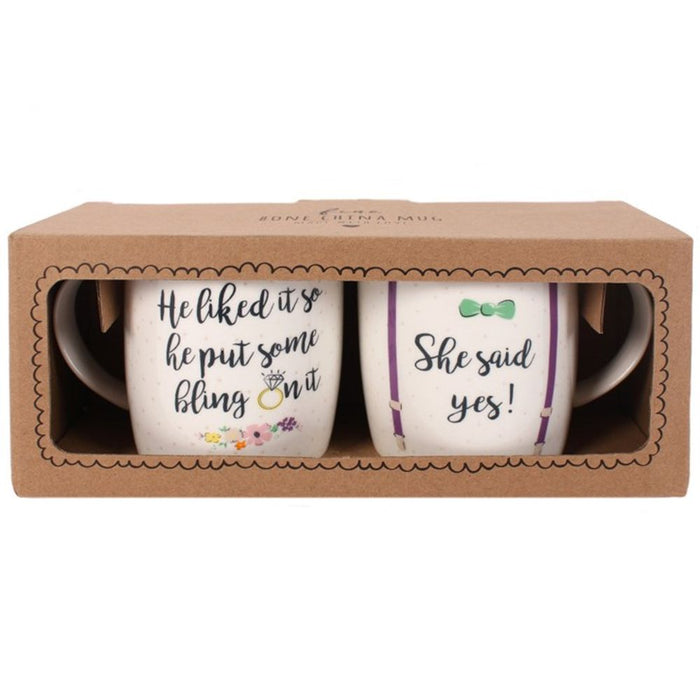 Set of 2 She Said Yes Mugs - The Gift Cabin UK