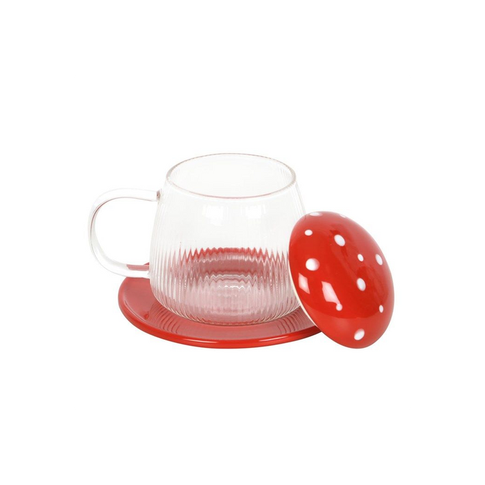 Glass Mushroom Mug and Saucer - The Gift Cabin UK