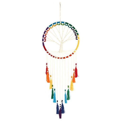 100cm Rainbow Beaded Tree of Life Dreamcatcher - The Gift Cabin UK