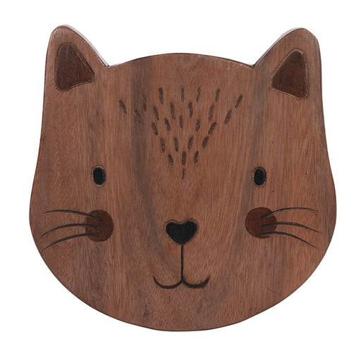 26cm Children's Wooden Cat Stool - The Gift Cabin UK