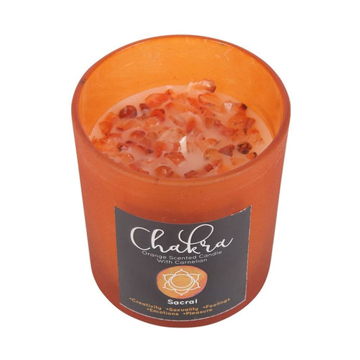 Sacral Chakra Orange Crystal Chip Candle - The Gift Cabin UK