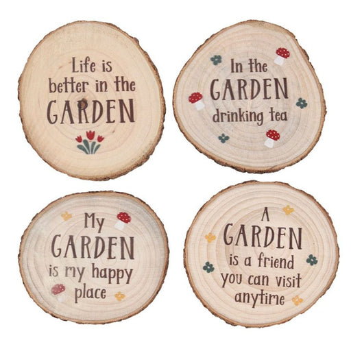 Garden Wood Slice Coaster Set - The Gift Cabin UK