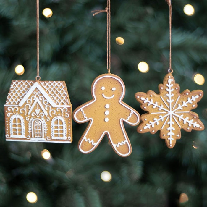 Set of 3 Hanging Gingerbread Decorations - The Gift Cabin UK