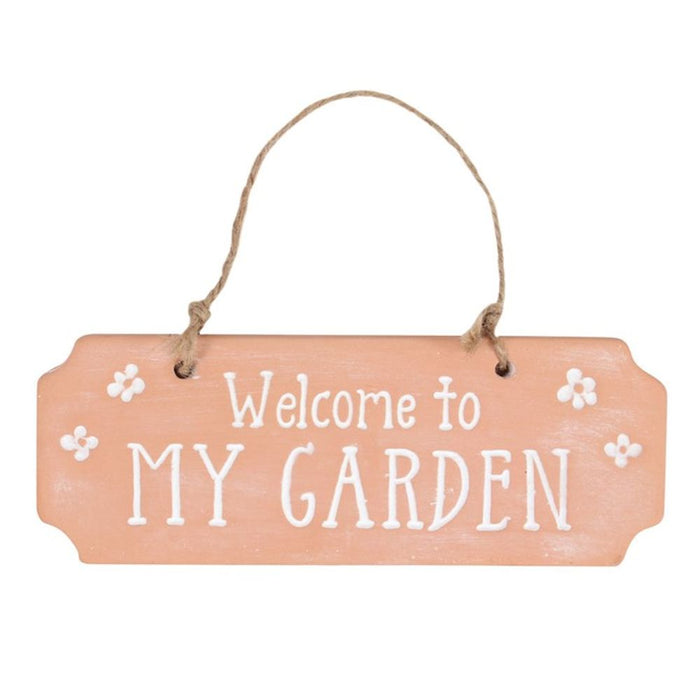 Welcome To My Garden Terracotta Hanging Sign - The Gift Cabin UK