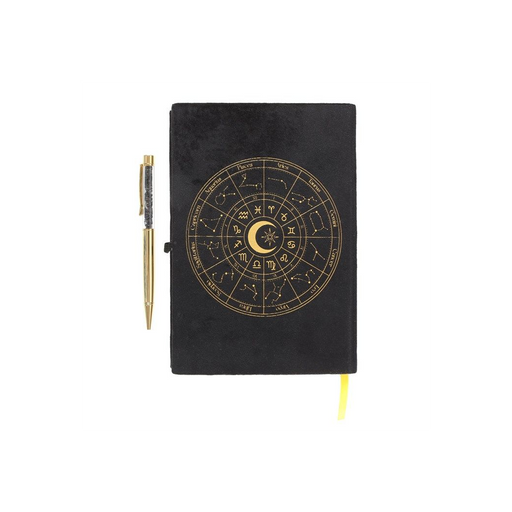 Astrology Wheel Journal with Black Obsidian Pen - The Gift Cabin UK