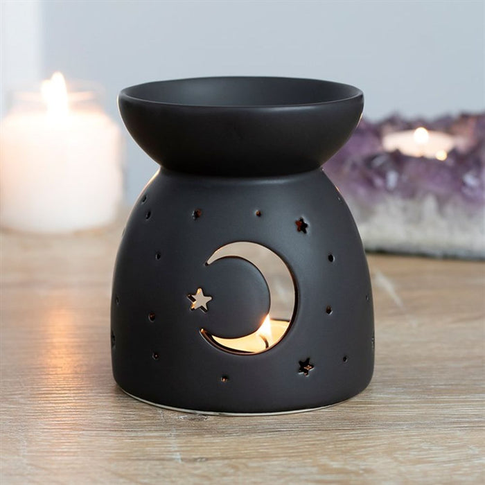 Black Mystical Moon Cut Out Oil Burner - The Gift Cabin UK