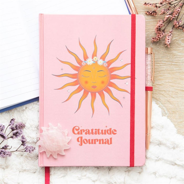 The Sun Gratitude Journal with Rose Quartz Pen - The Gift Cabin UK