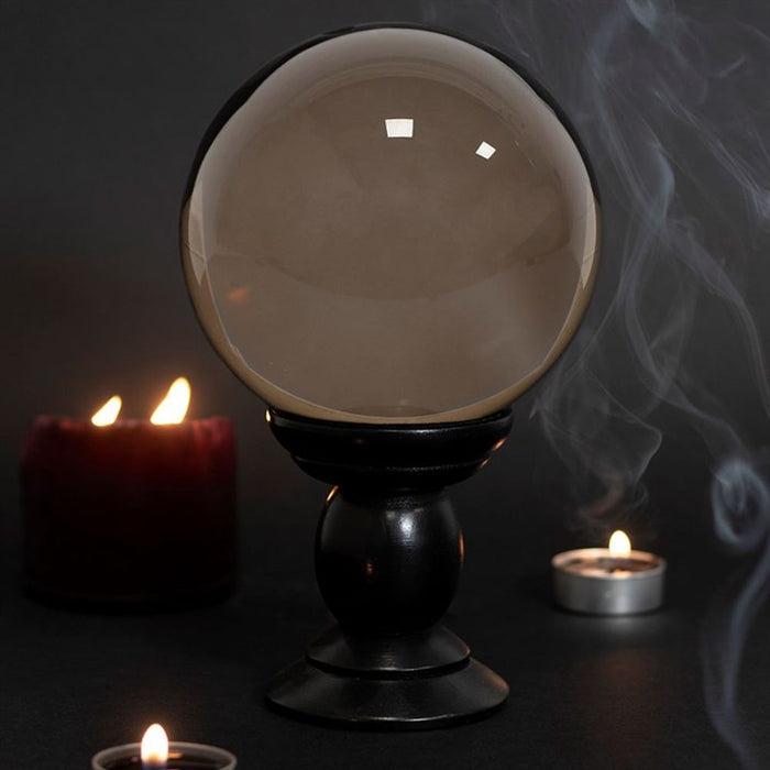 Large Smoke Grey Crystal Ball on Stand - The Gift Cabin UK