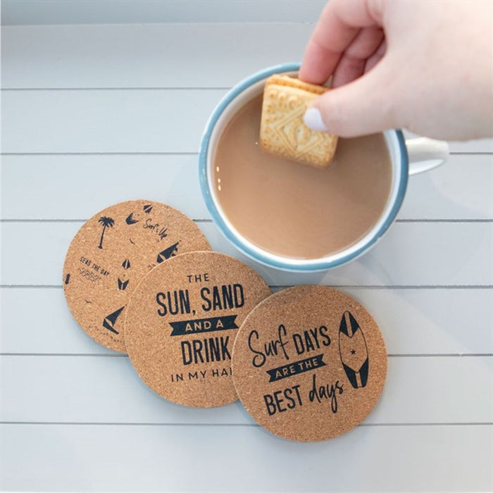 Surf's Up Cork Coaster Set - The Gift Cabin UK