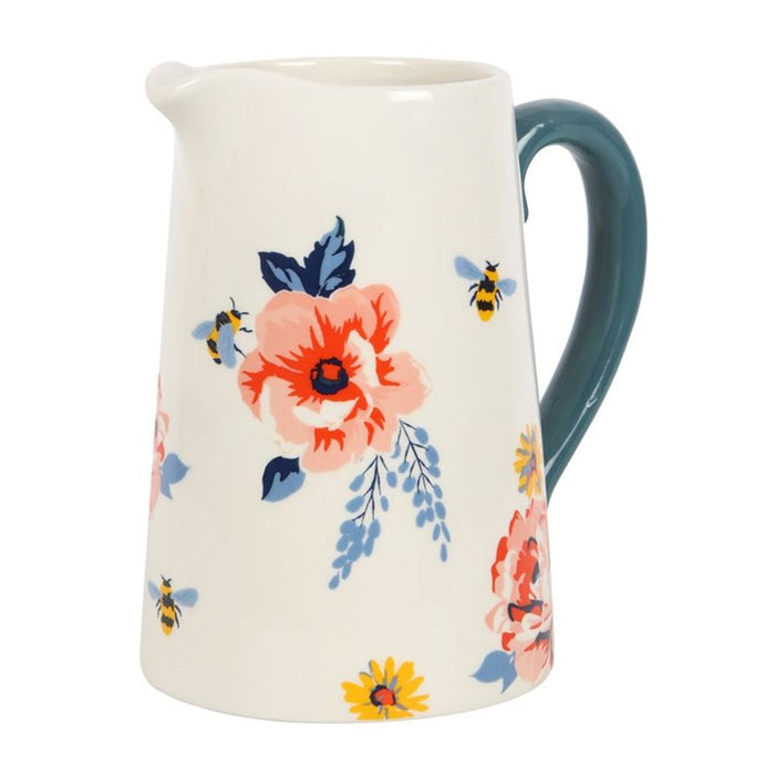 17cm Bee-utiful Floral Ceramic Flower Jug - The Gift Cabin UK