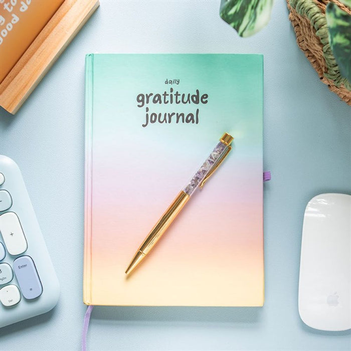 Multicoloured Gratitude Journal with Amethyst Pen - The Gift Cabin UK