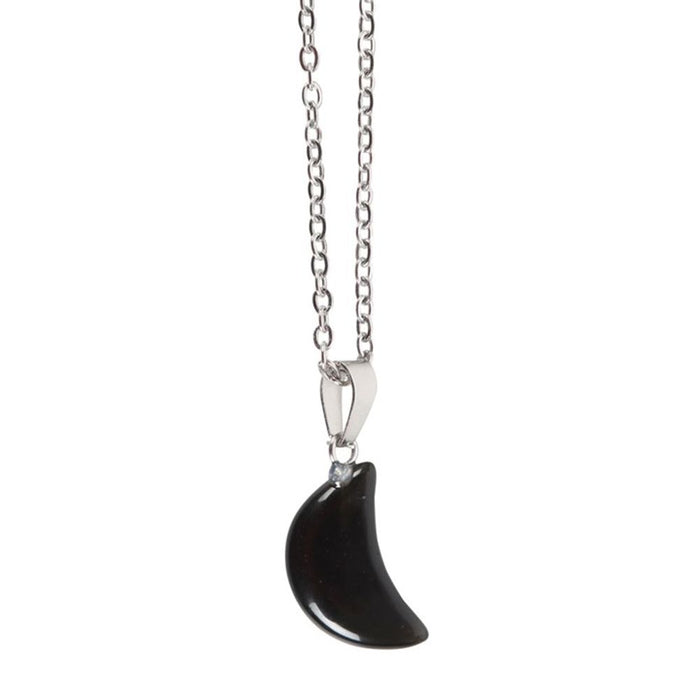 Black Obsidian Crystal Moon Necklace on Greeting Card - The Gift Cabin UK