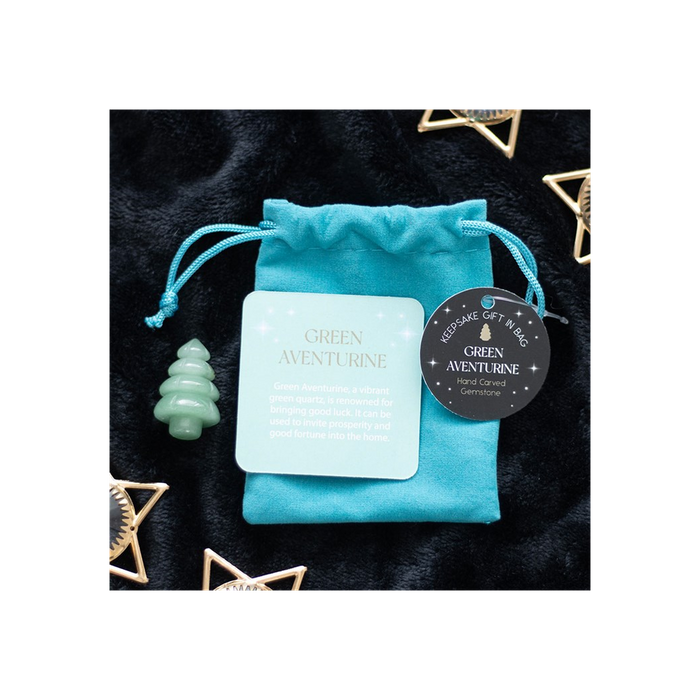 Green Aventurine Crystal Christmas Tree in a Bag - The Gift Cabin UK