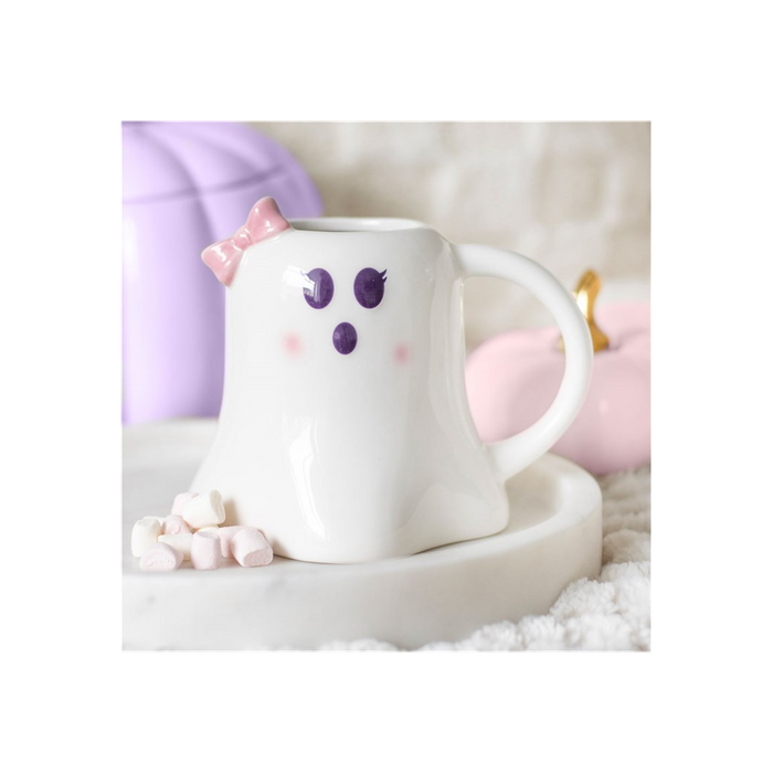 Mrs Boo Ghost Shaped Mug with Bow - The Gift Cabin UK