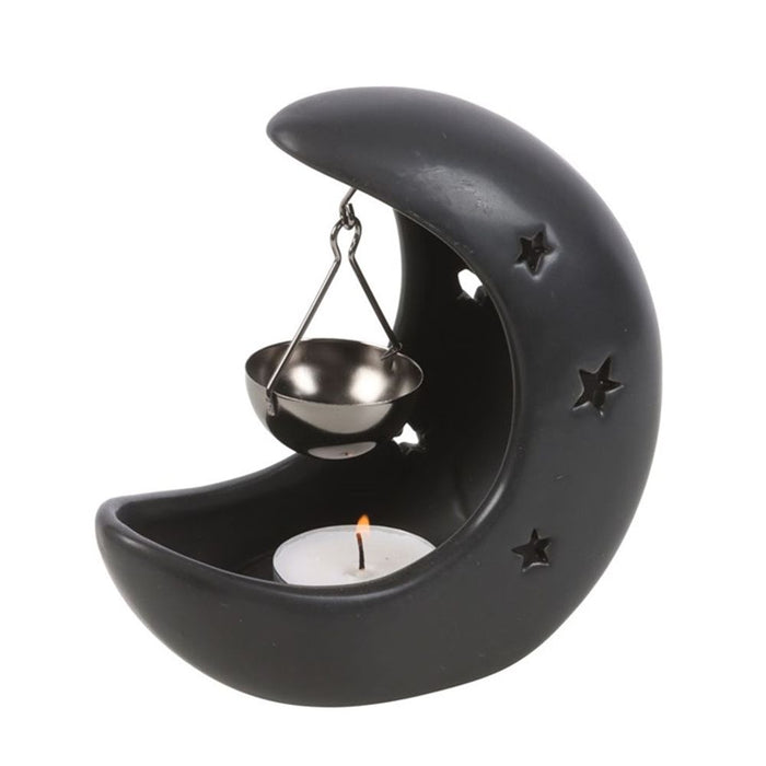 Black Crescent Moon Hanging Oil Burner - The Gift Cabin UK