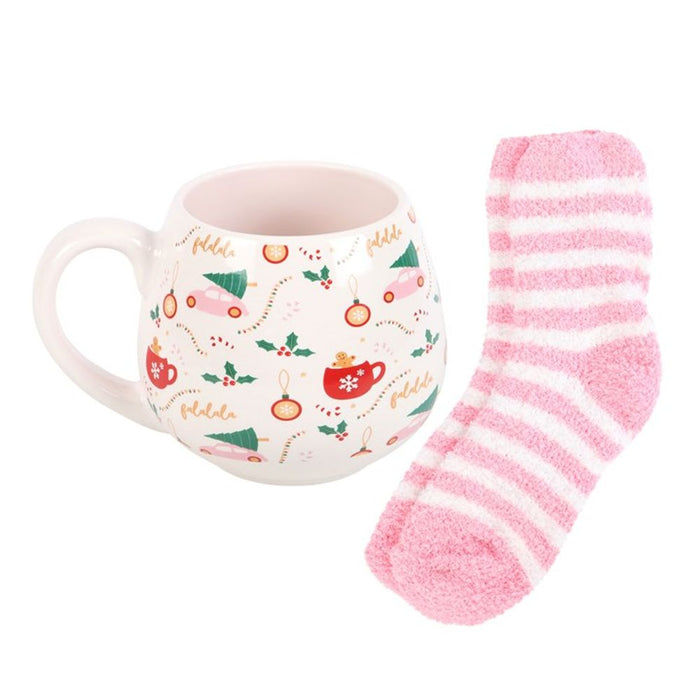 Sugarplum Fun Christmas Print Mug and Socks Set - The Gift Cabin UK