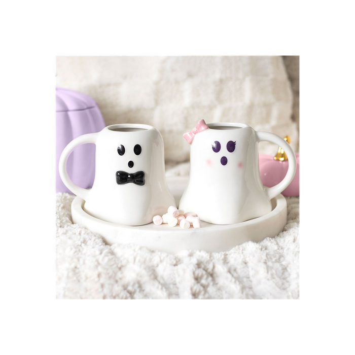 Mr and Mrs Boo Ghost Shaped Mug Set - The Gift Cabin UK