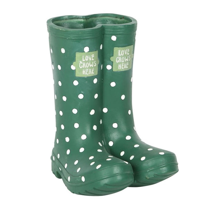 Dark Green Welly Boot Planter - The Gift Cabin UK