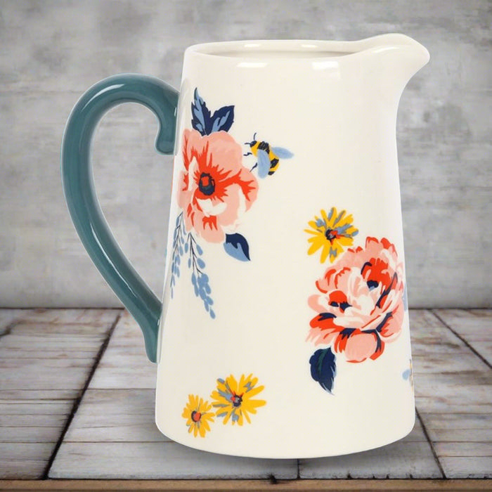 17cm Bee-utiful Floral Ceramic Flower Jug - The Gift Cabin UK