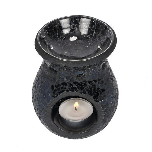 Small Black Crackle Glass Oil Burner - The Gift Cabin UK