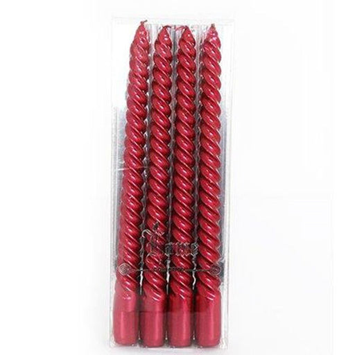 Set of 4 Red Twist Taper Candles - The Gift Cabin UK