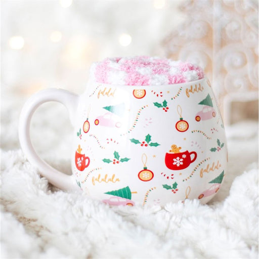 Sugarplum Fun Christmas Print Mug and Socks Set - The Gift Cabin UK