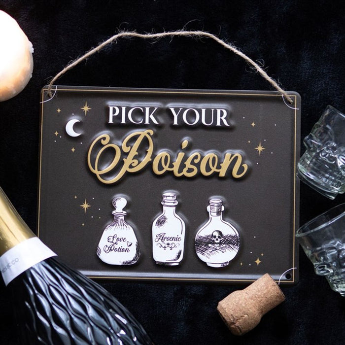 Pick Your Poison Hanging Metal Sign - The Gift Cabin UK