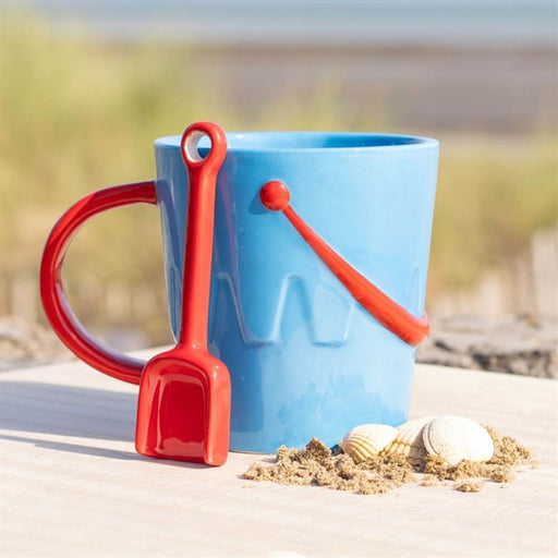 Bucket Shaped Ceramic Mug with Spade Spoon - The Gift Cabin UK