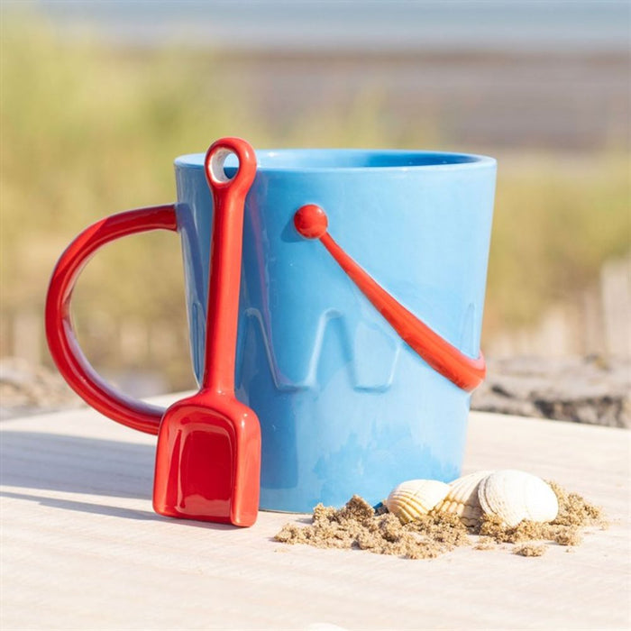 Bucket Shaped Ceramic Mug with Spade Spoon - The Gift Cabin UK