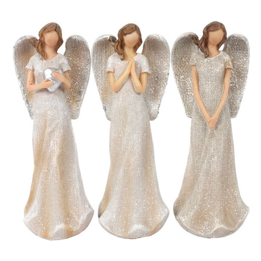 Trio of Small Glitter Angels - The Gift Cabin UK