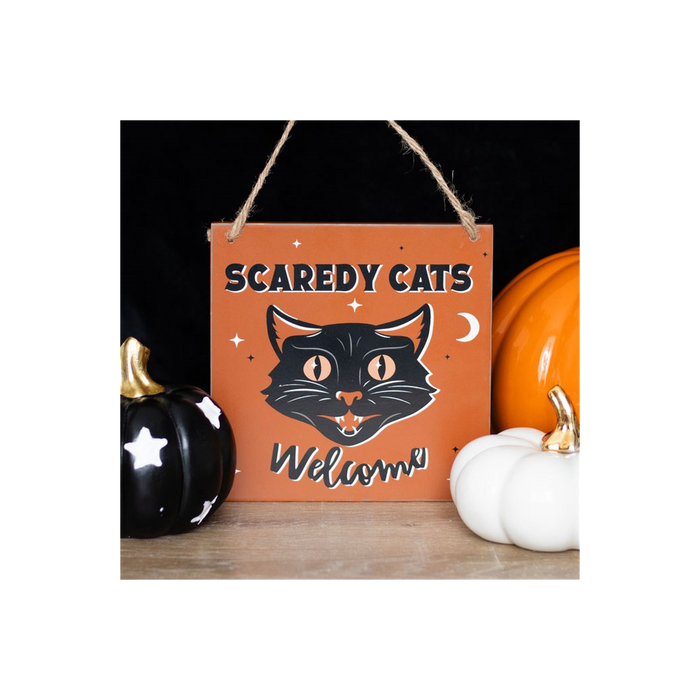 Scaredy Cats Welcome Hanging Sign - The Gift Cabin UK