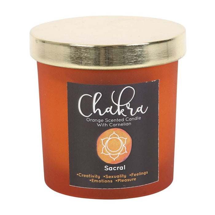 Sacral Chakra Orange Crystal Chip Candle - The Gift Cabin UK