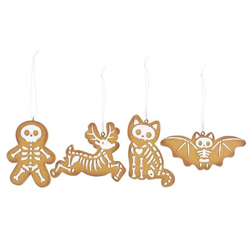 Set of 4 Creepy Skeleton Cookie Ornaments - The Gift Cabin UK