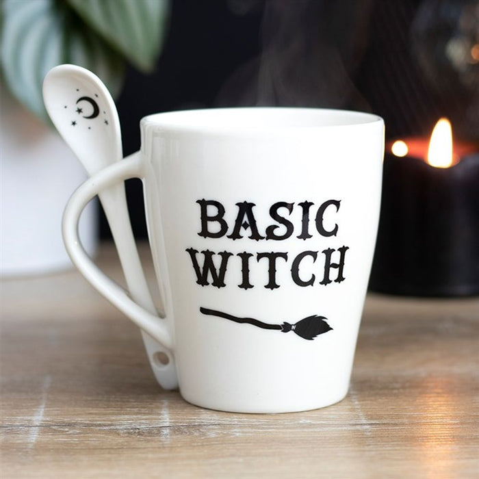 Basic Witch Mug and Spoon Set - The Gift Cabin UK