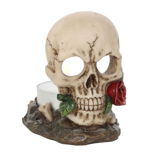 Skull Rose Tealight Holder - The Gift Cabin UK