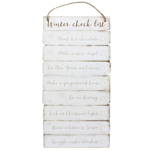 Winter checklist Wooden Wall Sign - The Gift Cabin UK