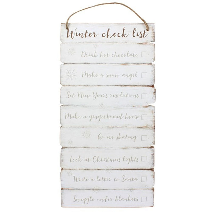 Winter checklist Wooden Wall Sign - The Gift Cabin UK