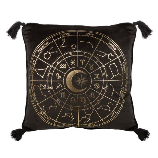 35cm Square Black Astrology Wheel Cushion - The Gift Cabin UK