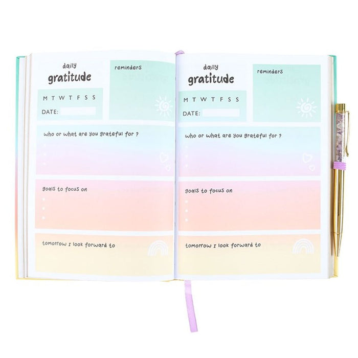 Multicoloured Gratitude Journal with Amethyst Pen - The Gift Cabin UK