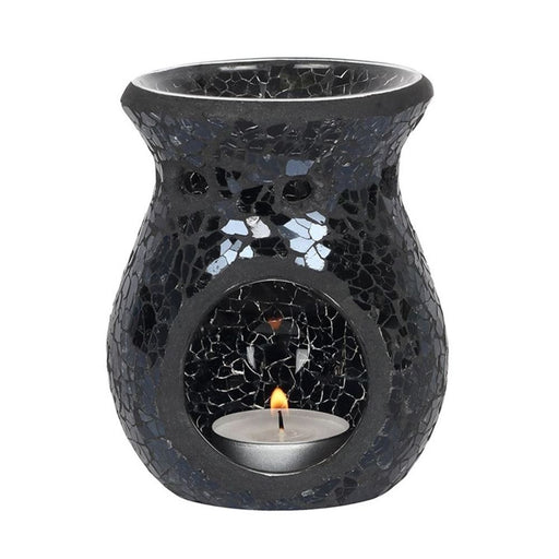 Small Black Crackle Glass Oil Burner - The Gift Cabin UK