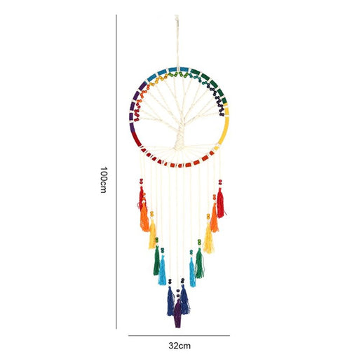 100cm Rainbow Beaded Tree of Life Dreamcatcher - The Gift Cabin UK