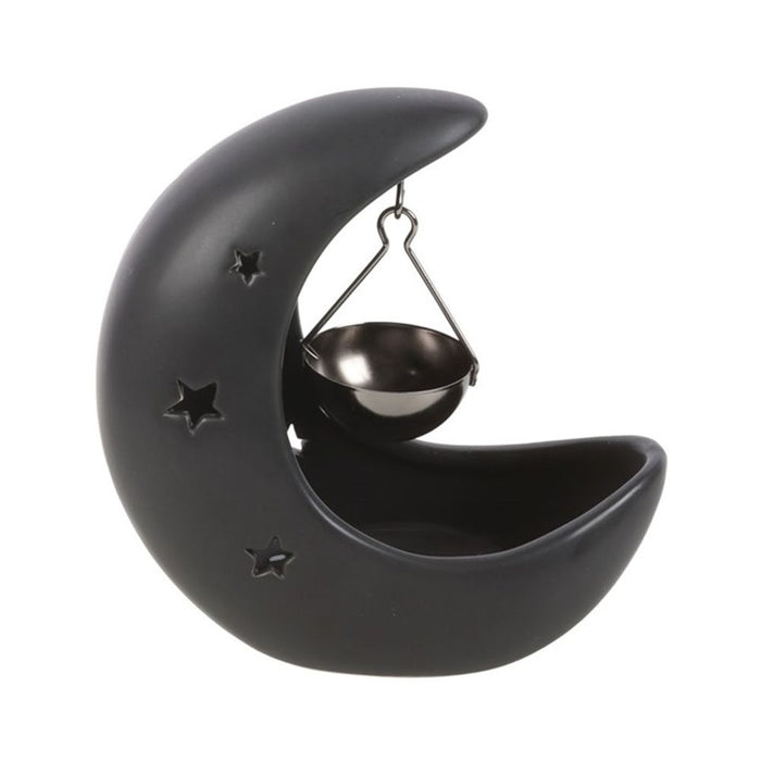 Black Crescent Moon Hanging Oil Burner - The Gift Cabin UK