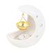 White Crescent Moon Hanging Oil Burner with Gold Dish - The Gift Cabin UK